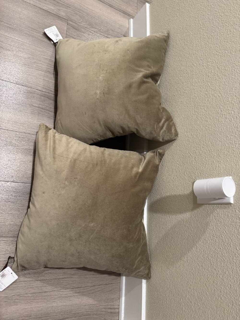 Pottery Barn Olive Green Velvet Throw Pillow Pair